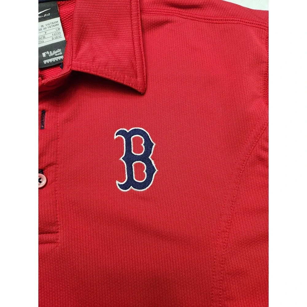 Boston Red Sox Shirt Mens Small Red Nike Dri Fit MLB Baseball Performance Collar